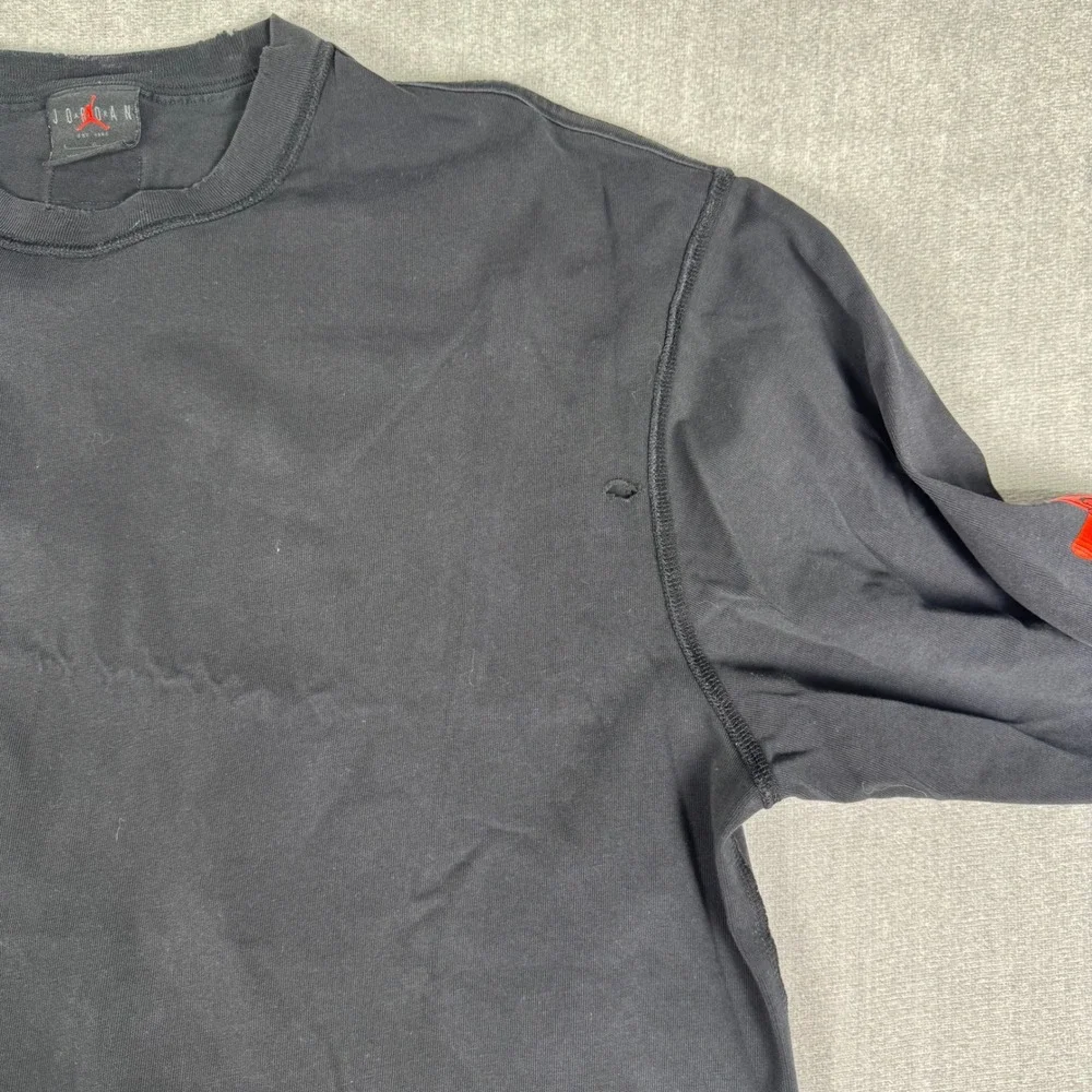 Nike Air Jordan Flight Mens Long Sleeve Graphic T-Shirt Black Red IB3134-010 L